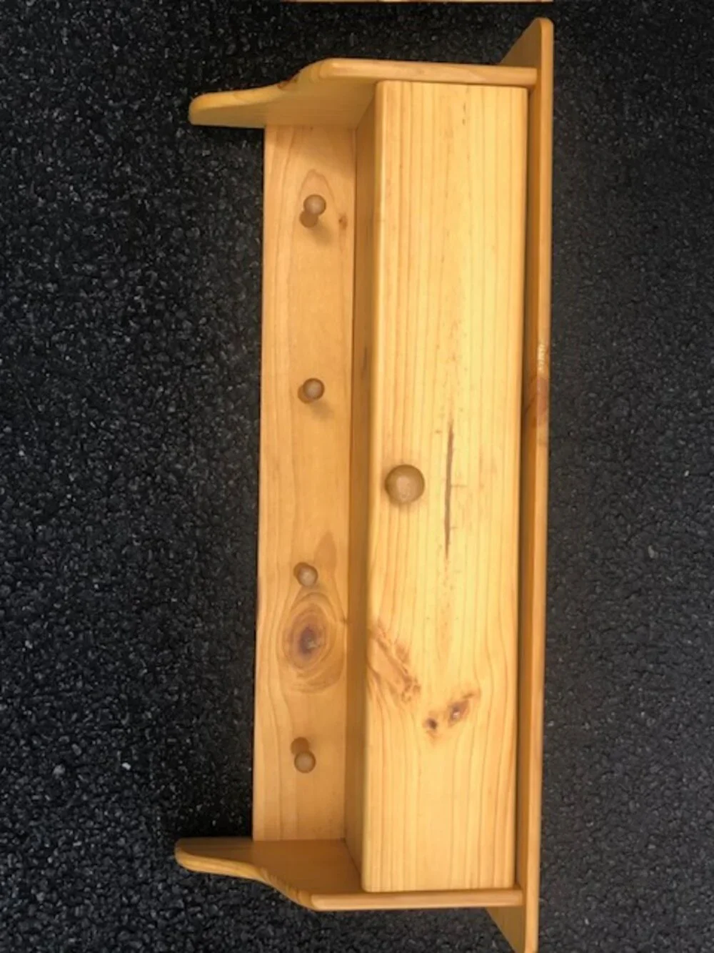 Wood Shelf with Lift Up Cabinet and Pegs